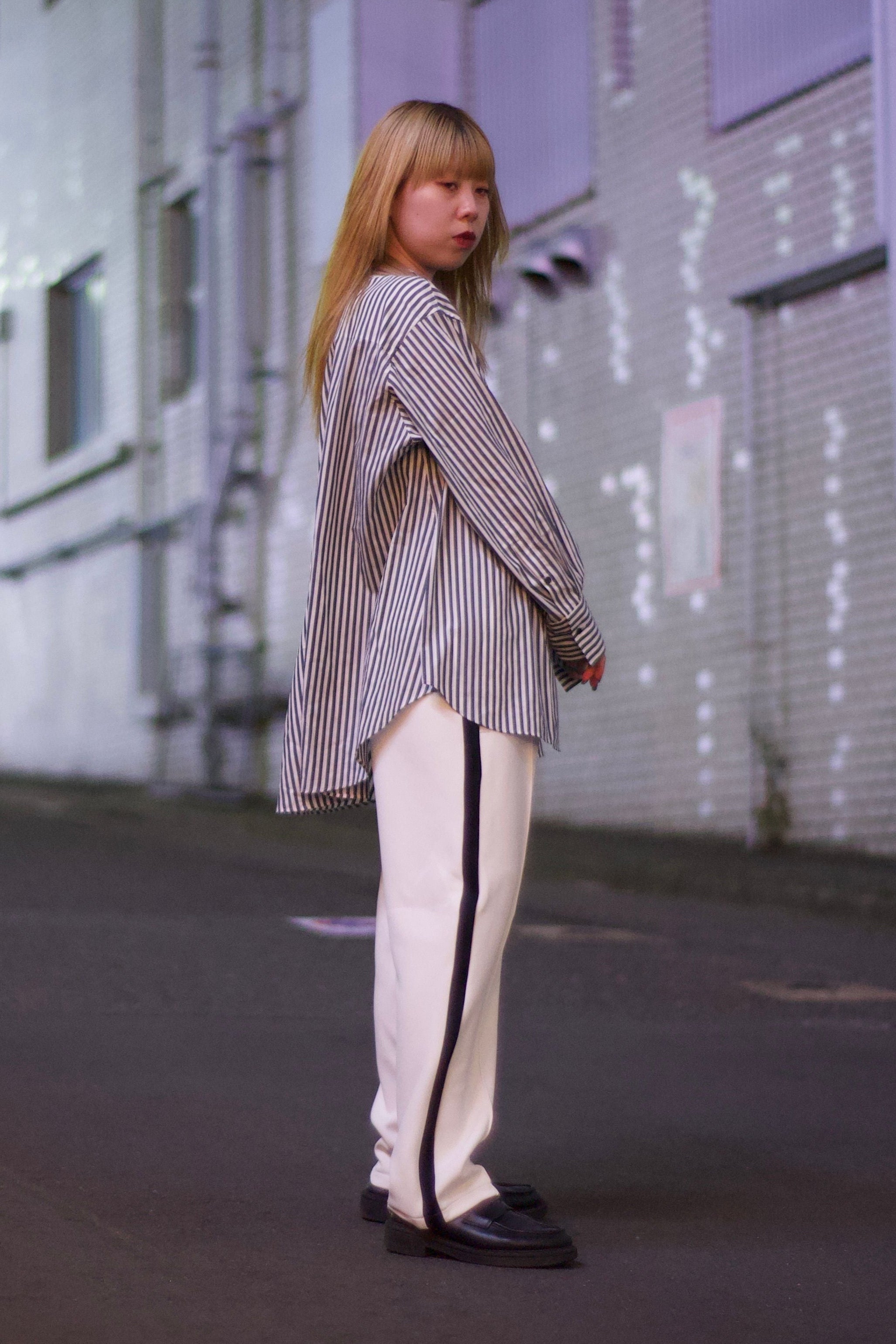 EZ Track Pant 1 (white / black line)｜Track Pants (トラックパンツ