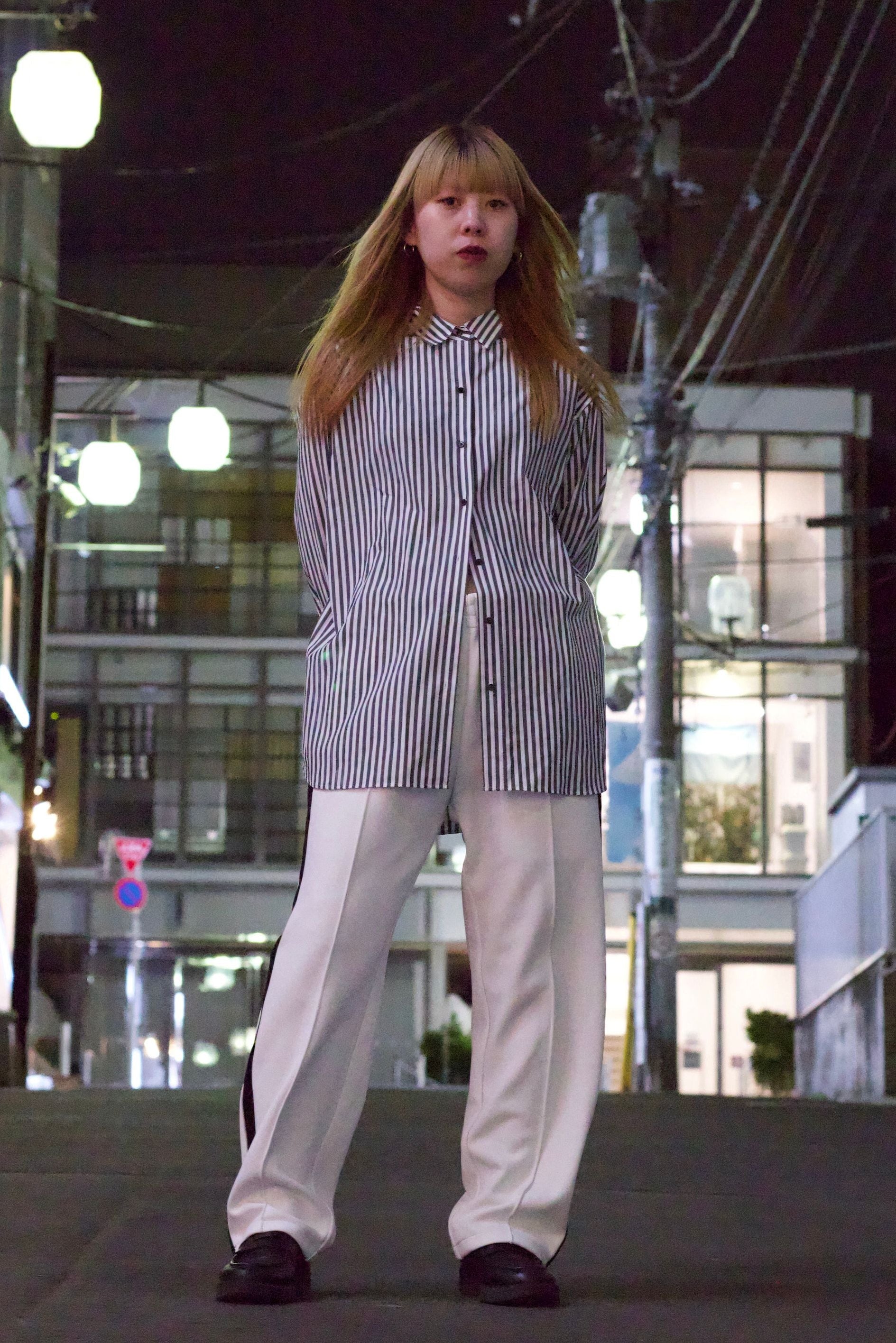 EZ Track Pant 1 (white / black line)｜Track Pants (トラックパンツ