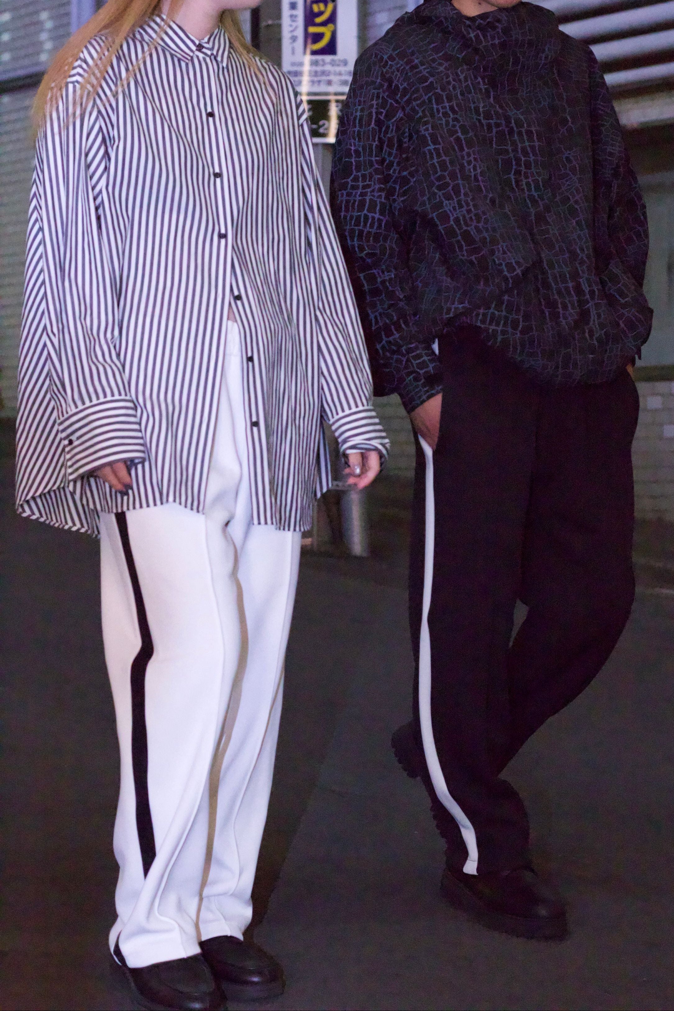 EZ Track Pant 1 (white / black line)｜Track Pants (トラックパンツ